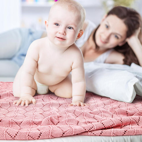 100% 43x35 Inches Baby Blankets Cotton Soft Airy Newborn Swaddle Infants Receiving Blanket for Crib Stoller Pink