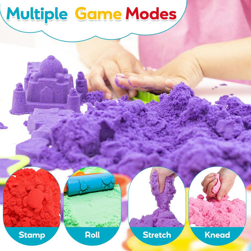 17.6lbs Packaging 8-Color FURWEY Play Sand,Mixed of Sensory Sand,Suitable for Children to Shaping, Squeezing