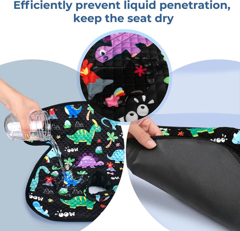 COOLBEBE 2 Pack (Dinosaur,2PC) Car Seat Protector for Potty Training, Dry Waterproof Car Seat Liner Toilet Training