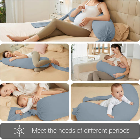 MOON PARK Pregnancy Pillow - Incredibly Smooth and Soft Cooling Cover I Shaped Full Body Maternity Pillow