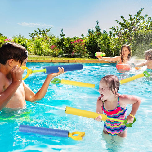4-Pack Water Blaster Soaker Guns Set, 15'' Water Guns with Plastic Handle for Outdoor Summer Fun