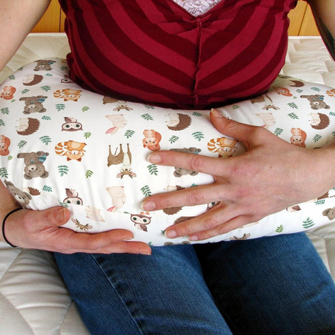 Cute Animals Leaves Baby Nursing Pillow Covers for Boy Girl Bear Deer Raccoon Squirrel Bunny Hedgehog Owl Nursery