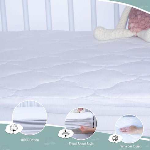 Sava Kids 100% SavaKids Natural Cotton Waterproof Crib Mattress Protector Sheet - Breathable, Fitted Pad for Babies