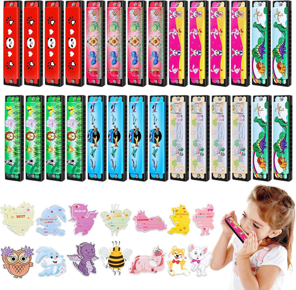 Sumapner 28 Pack Kids Harmonica Toy Set, Return Gifts for School Exchange,