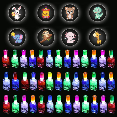 Seeiuua 36Pcs Easter Eggs with LED Finger Lights Glow In The Dark Easter Eggs Rings for Kids Toddler