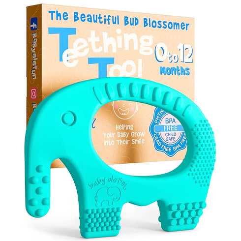 Teething Ring for Babies 0-6 Months - 5X Pain Relief Smart Teether, Cute Infant Chew Toy