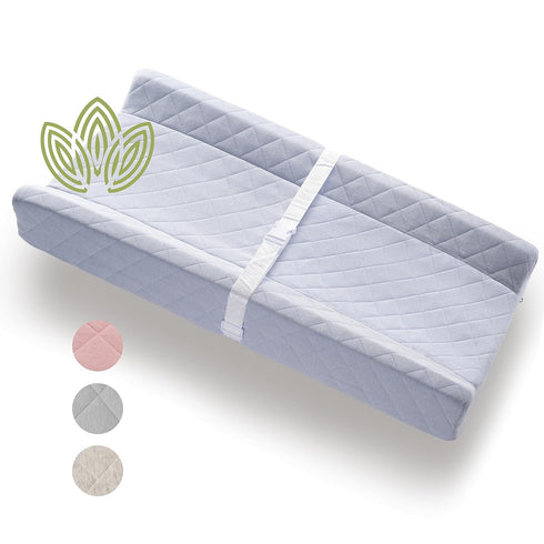 Organic Cotton Contoured Baby Changing Pad w/Waterproof Foam Mattress, Includes Soft, Removable