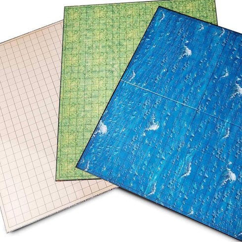 Hexers Role-playing Game Board Mat, Square Grid Terrains, 8 Different Terrains for Dungeons and Dragons RPG