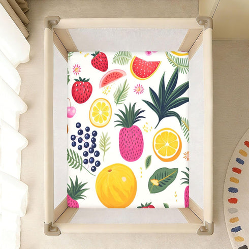 Bseiialft 52 28 Tropical Fruits Leaves Crib Sheets for Boys Girls Soft and Breathable Cotton Baby Sheets for Standard