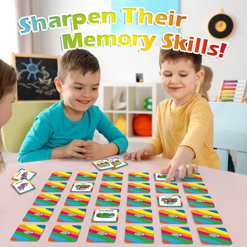 Memory Game for Kids, Vehicle 48 Pcs Toddler Card Games for Ages 3-6, Educational Flash Cards