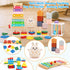 FlufiFiea 6-18 5-in-1 Set 1-3 Baby Toys for Months, Montessori Educational Toy with Soft Teething Toy Stacking Blocks