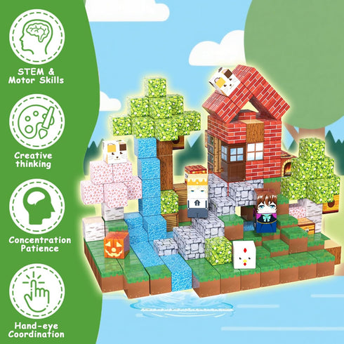 200PCS 3-5 4-8 8-12, Magnetic Building Blocks for Kids, Magnet Cubes STEM Educational Magnet Stacking Toys for Age