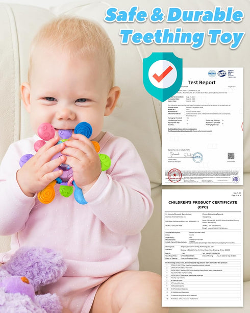 Baby Teething Toys for Babies 0-6 Months | Infant Baby Girl Gifts | Rattles Chew Toys Sensory Learning Montessori -