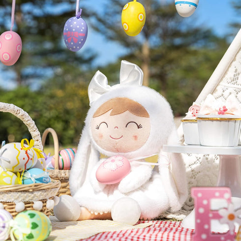 Gloveleya Baby Girl Gift Plush Bunny Dolls First Baby Doll Toddlers Rabbit Toy Bunny Gifts for Girl White 12 Inches