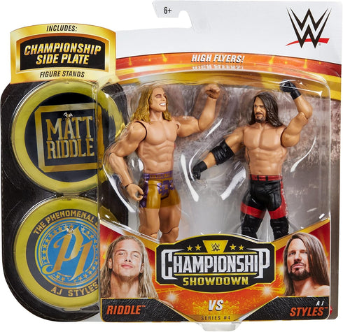 WWE AJ Styles vs Riddle Championship Showdown 2-Pack, 6-Inch Action Figures for Ages 6 and Up