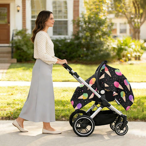 Mazeann Colorful Ice Creams Dot Car Seat Cover Baby Breathable Soft Infant Carseat Covers Canopies Babies Carrier