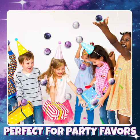 Pack 50 Galaxy Stress Balls for Kids - of Bulk - Squeeze Anxiety Fidget Sensory Balls for Children with Outer Space