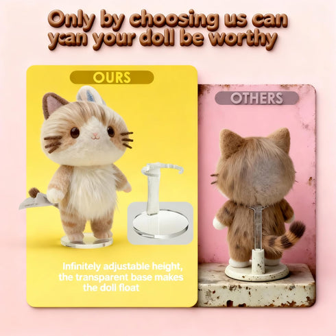 3-7" (2Pack) Clear Acrylic Doll Stand - Adjustable Holder for Sitting/Standing Collectibles, Tool-Free Installation