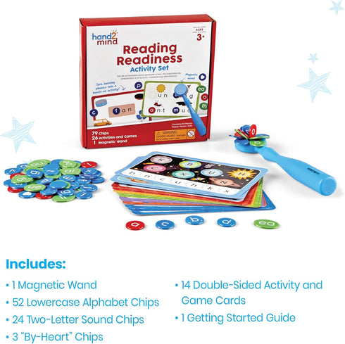 hand2mind Set, Set, Reading Readiness Activity Magnetic Wands and Chip Learn to Spell for Kids, Spelling Toys, CVC