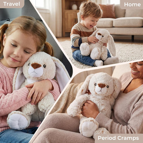 LURKOMEMO Bunny Microwavable Weighted Stuffed Animals,Heating Pad Animal for Period Cramps&Pain,Lavender Scented