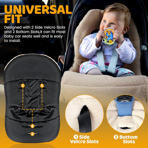 Orzbow Winter Baby Car Seat Cover, Universal Car Seat Bunting Bag for Babies with Adjustable Zipper, Removable Car Seat
