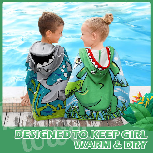 3 Pack Baby(47 24 Inch,Shark, Chumia Kids Hooded Beach Poncho Towels Toddler Swim Pool Bath Towels with Hood Thicker