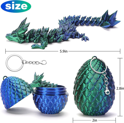 bgezxuy 3D 3D (4pcs-withkeychain) Mini Printed Dragon Eggs with Dragon Inside, Articulated Crystal Dragons Printed