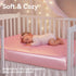 2 Pack 52x28x8 Satin Crib Sheets Girl, Silky Baby Sheet Great for Sensitive Hair, Fitted Toddler Bed Cover (Pink