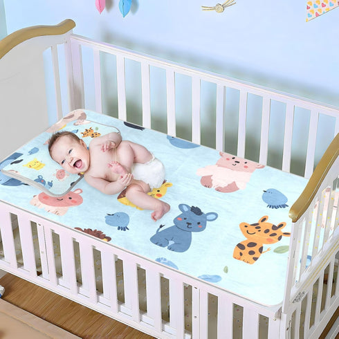 WDdZzyy 28" 52" Cartoon Animal Light Blue Cooling Baby Bed Mattress x Washable Mattress pad Cover for Kids, Adult