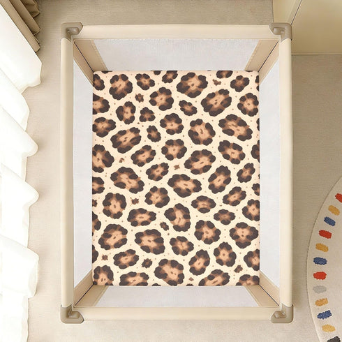 CZXW 52" 28" Wild Leopard Pattern Crib Sheets Fitted x Natural Cotton Soft & Breathable for Baby Crib Mattress