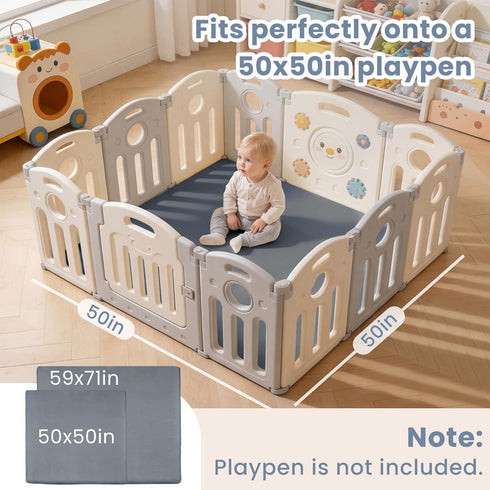 ACOMOPACK 1.3" 50x50"-Memory Tummy Thick Baby Play Mat for Floor Foam Water-Repellent Playpen Mat for Time,Non-Slip