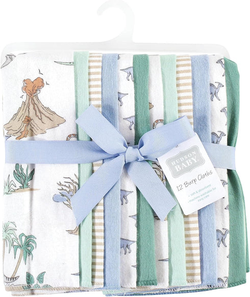Hudson Baby Unisex Baby Cotton Flannel Burp Cloths Bundle, Boy Dino World, One Size by Hudson Baby