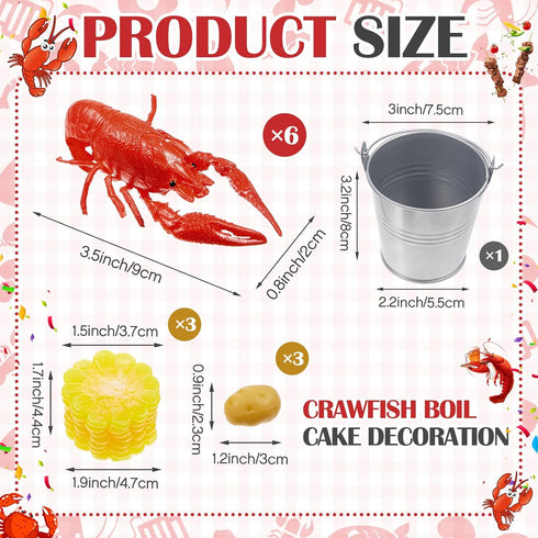 Gemscream 13 Pcs Crawfish Boil Party Supplies Fake Crawfish Party Decorations Lobster Cake Toppers Plastic Crayfish
