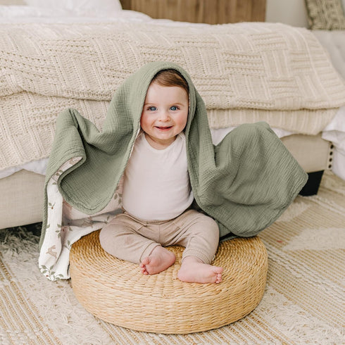 100% 40"x36"Rabbit Konssy Muslin Baby Blankets for Girls Boys, Cotton Crib Blanket for Baby Infant Toddler, Super Soft