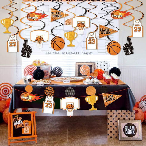 Levfla 35CT Basketball Party Decorations | Hanging Swirls Decoration for Teenagers Birthday, March Madness Sports