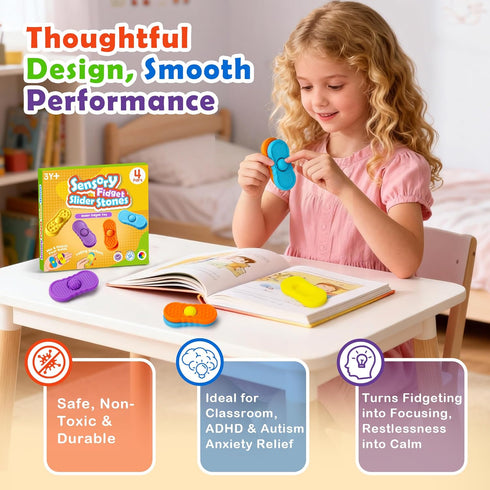 Generic Set 8 4 Sensory Slider Fidget Stones Rolling Beads, pcs Pairs Silent Textured Toys for Adults Kids, Mix