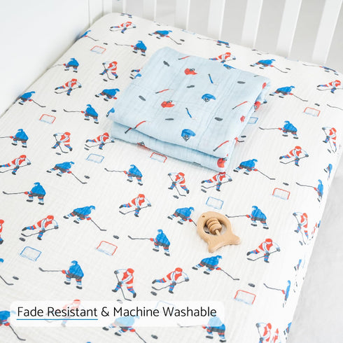 1 Pack, 100% 52"x28" Cozy LollyBanks Muslin Crib Sheet for Boys Cotton Soft and Breathable Crib Fitted Sheet