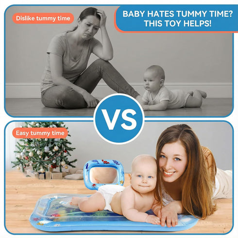 Tummy 012 Inflatable Time Water Mat with Mirror Portable Baby Play Mat for Month Infants, Strengthen Muscles & Promote