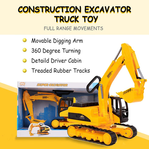 15" 1:22 Liberty Imports Oversized Construction Truck Toys for Kids Scale Friction Powered Vehicles with Realistic