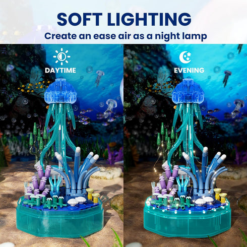 Sets 10101 8 9 10, 405 Sea Creature Collections Jellyfish Building with Seaweed and Coral, Sea Animal Building Kits