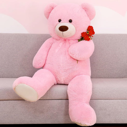 MorisMos 4 Feet Giant Pink Teddy Bear Stuffed Animal, 51.2in Large Plush for Baby Shower, Valentine's Day, Christmas,