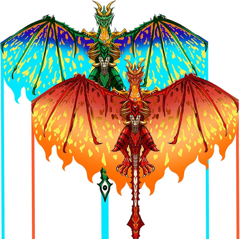 Mint's Colorful Life Dragon Kite for Kids & Adults, Best Beach Kites for Beginners, Easy to Fly, 300ft Kite String