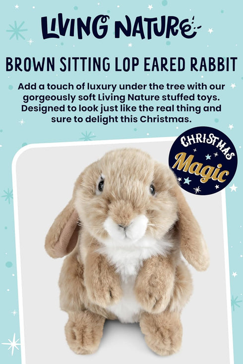 7 inches Living Nature Brown Sitting Lop Eared Rabbit Stuffed Animal | Fluffy Rabbit Animal | Soft Toy for Kids |