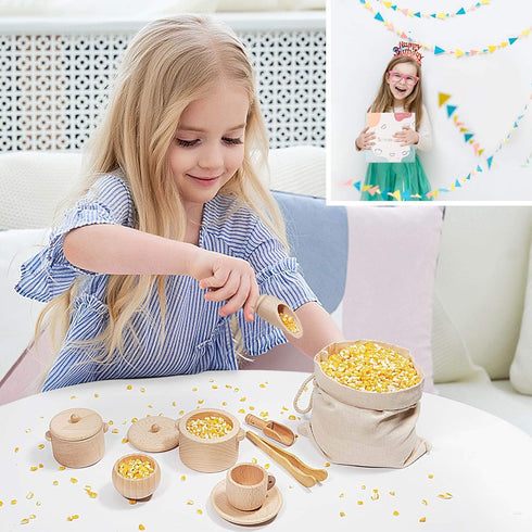 Sensory Bin Toys for Toddlers - Montessori & Waldorf Pretend Play Dish & Tongs - Fine Motor Learning Toys for Sensory