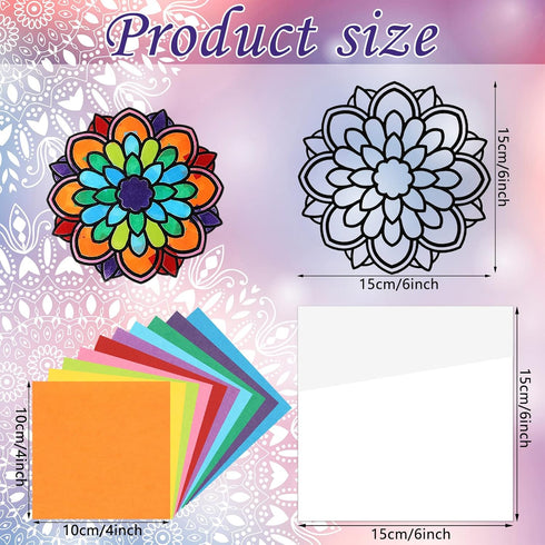 18 Pack 6 6 Inches(Colorful) Tinlade Color Mandala Window Clings DIY Kit Stained Glass Kits for Adults Suncatchers