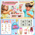 Counter Playset 3 4 5 6 7 8 Loscola Ice Cream Toy, Wooden Ice Cream Toys for Kids Toddlers, Pretend Play Kitchen Food