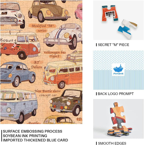Vintage Cars Jigsaw Puzzles - 1000 Pieces by MOMIBOOK - 75x50cm (29.5"x19.7") Puzzle