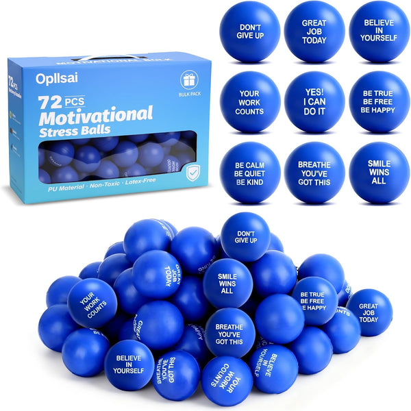 Motivational Stress Balls Bulk (72PCS, PU Material) - for Adults, Kids, People