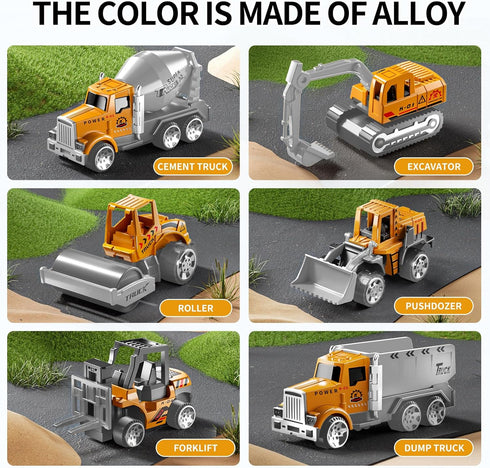 NIPLOOOW Set 3-5, 3-8 Toddler Boys Construction Truck Vehicle Toy with Play Mat and Die-Cast Toy Car, Transport Carrier