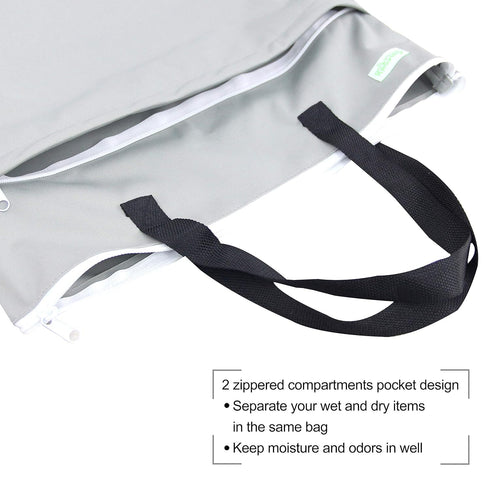wegreeco Reusable Hanging Wet Dry Cloth Diaper Bag - Stylish Grey Design